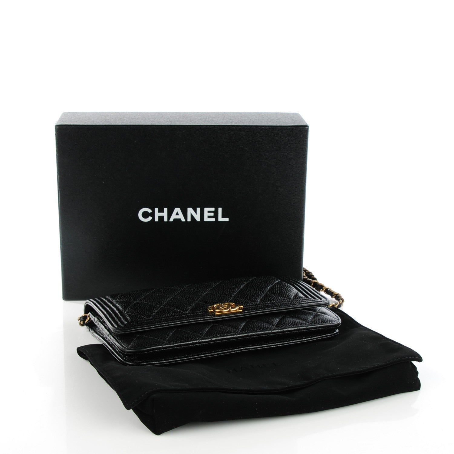 Chanel Caviar Quilted Boy Wallet On Chain WOC Black 4 of 7