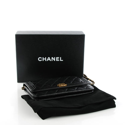 Chanel Caviar Quilted Boy Wallet On Chain WOC Black 4 of 7