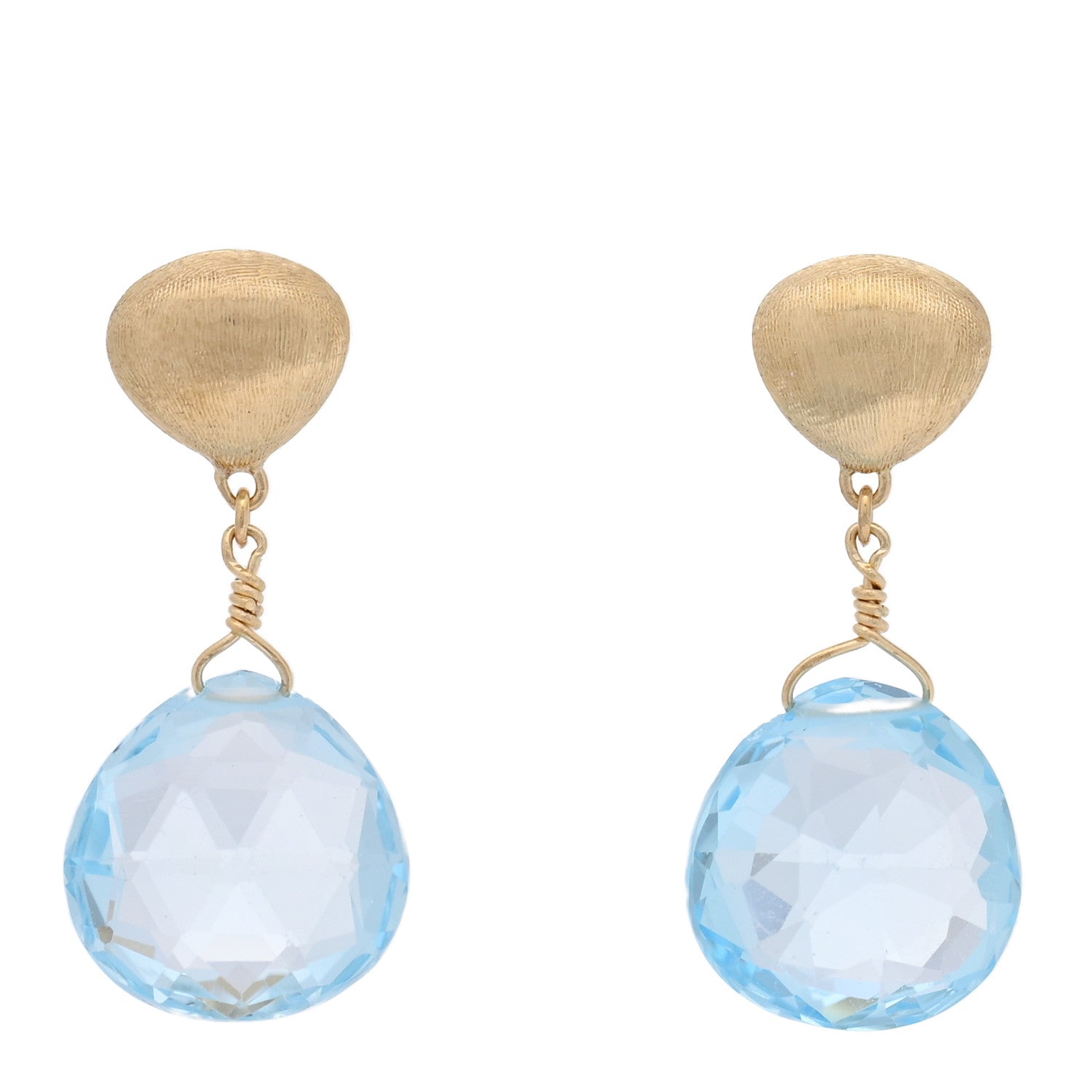 Marco Bicego 18K Yellow Gold Blue Topaz Drop Earrings 1 of 4