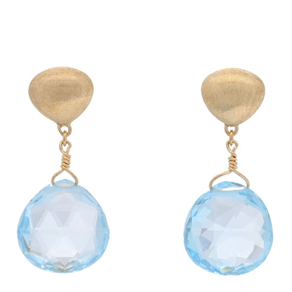 Marco Bicego 18K Yellow Gold Blue Topaz Drop Earrings 1 of 4