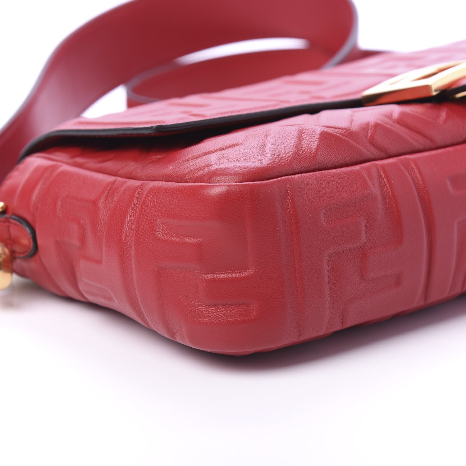 Fendi Nappa FF 1974 Embossed Baguette Fragola 6 of 10