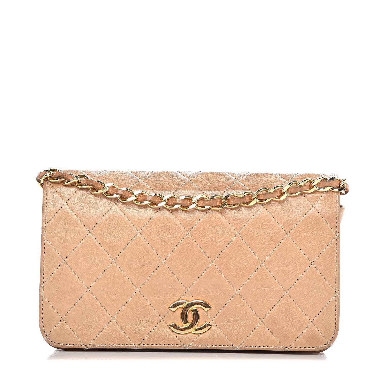 Lambskin Quilted Mini Flap Beige