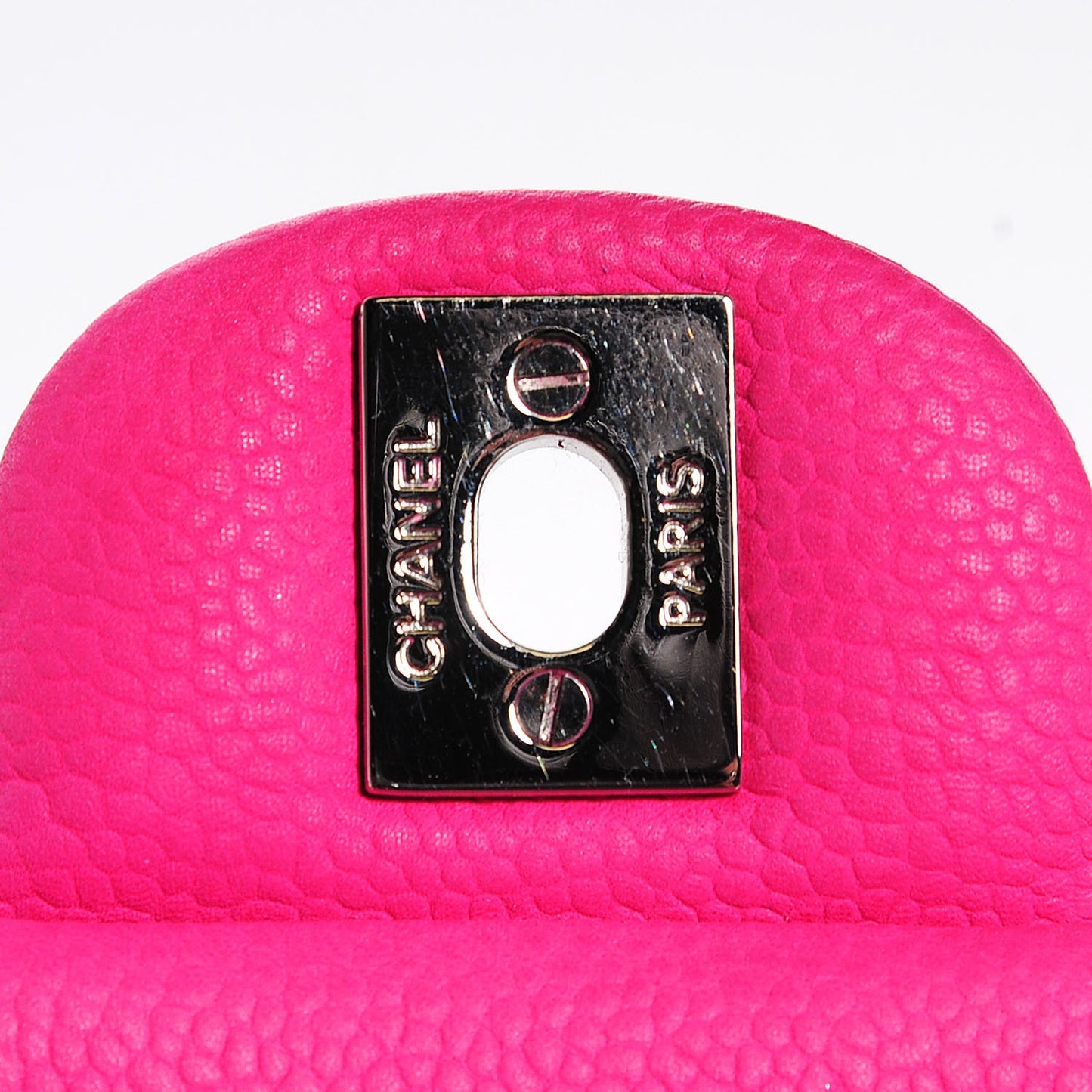 Iridescent Caviar Quilted Mini Square Flap Hot Pink
