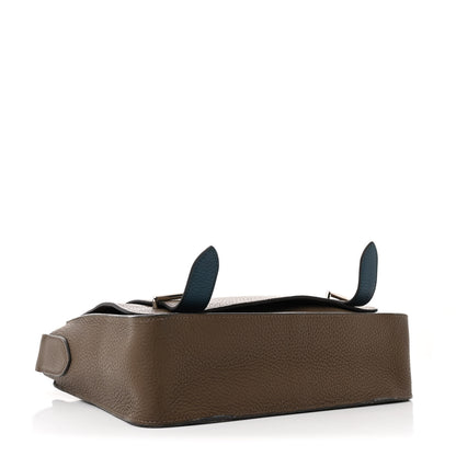Hermes Taurillon Clemence Verso Steve Caporal Messenger Cacao Bleu Izmir 4 of 17