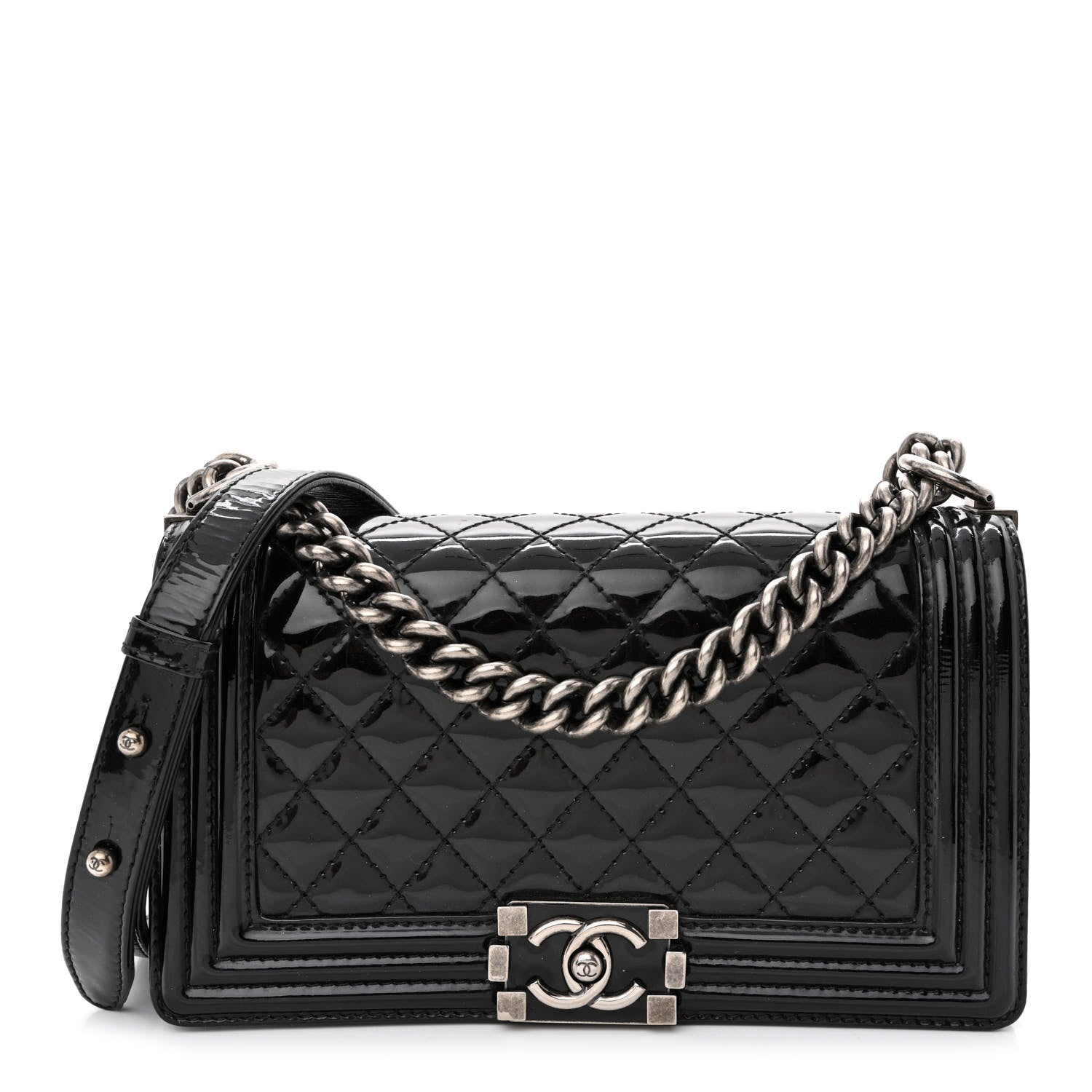 Chanel Patent Calfskin Quilted Medium Boy Flap Black 1 of 13