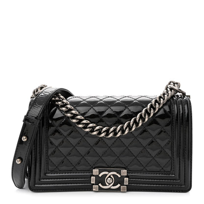 Chanel Patent Calfskin Quilted Medium Boy Flap Black 1 of 13