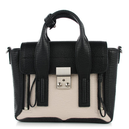 3.1 Phillip Lim 3.1 Textured Calfskin Mini Pashli Satchel Black Feather 1 of 7
