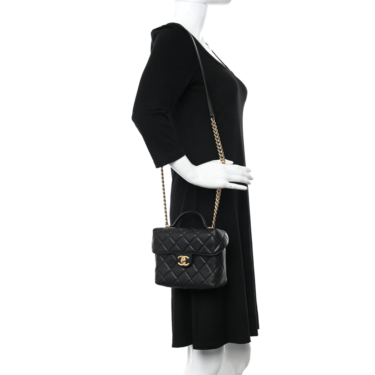 Caviar Quilted Handy Box Vanity Case Black