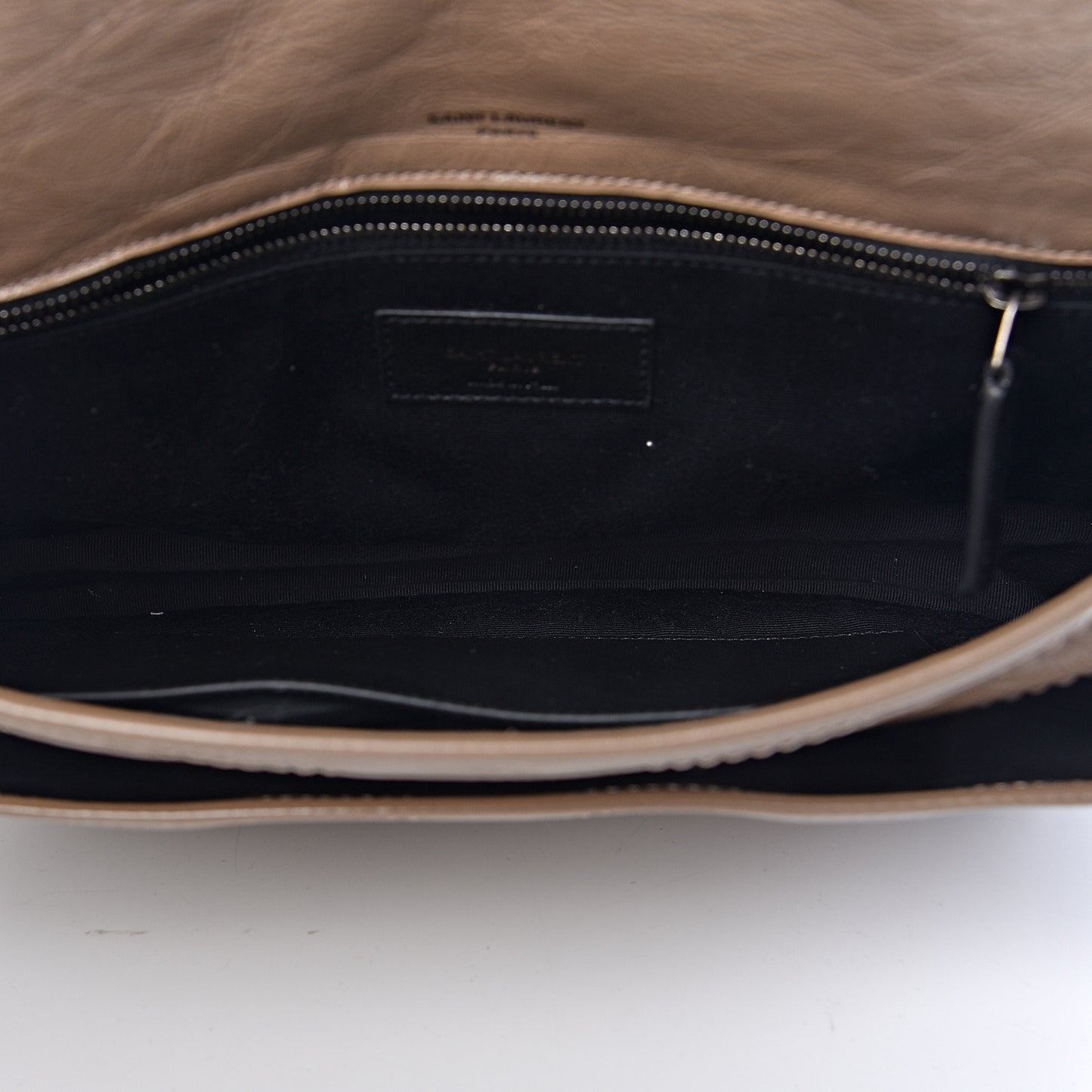 Crinkled Calfskin Matelasse Monogram Medium Niki Chain Satchel Light Taupe