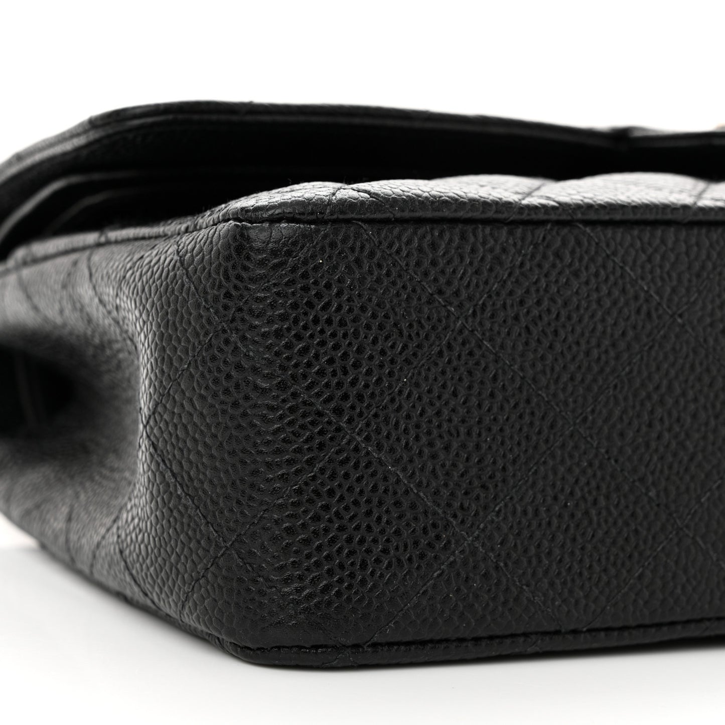 Caviar Quilted Medium Double Flap Black