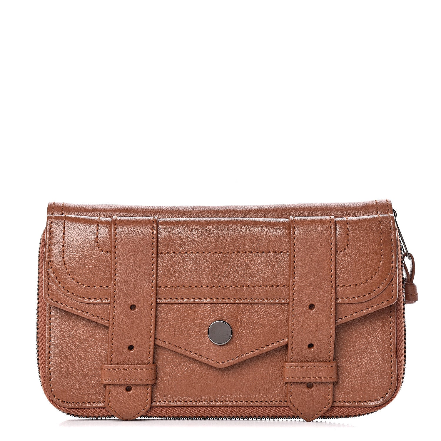Proenza Schouler Lambskin PS1 Large Zip Around Wallet Saddle 1 of 7