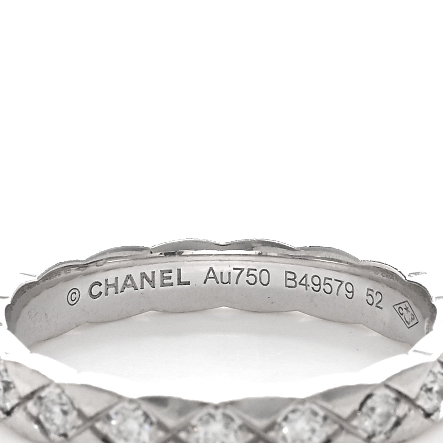 Chanel 18K White Gold Diamond Mini Coco Crush Ring 52 6 4 of 5