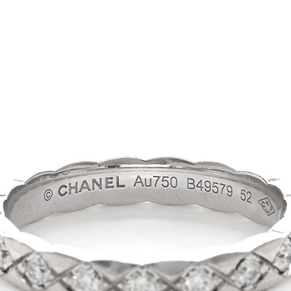 Chanel 18K White Gold Diamond Mini Coco Crush Ring 52 6 4 of 5