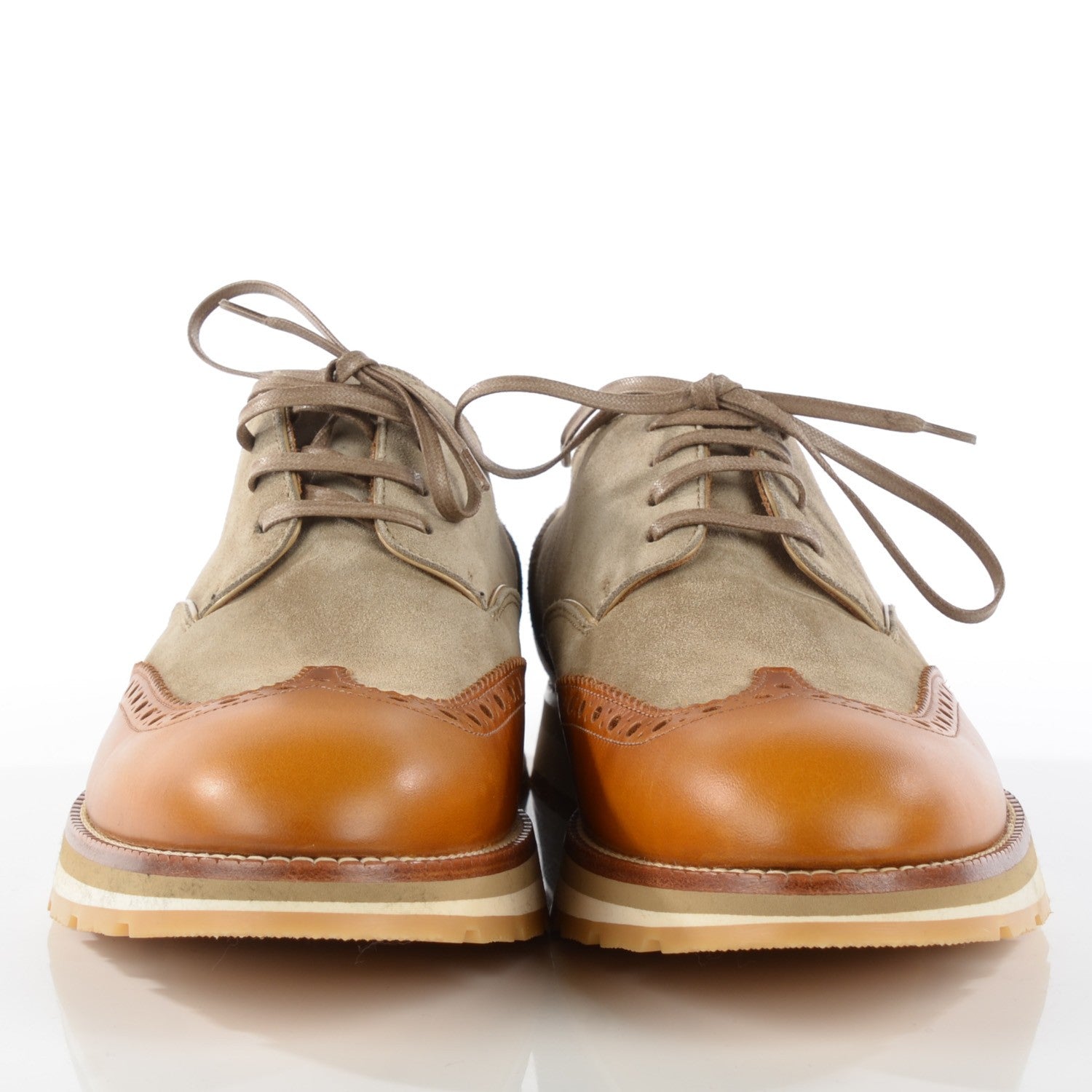 Louis Vuitton Calfskin Suede Superliner Derby Oxfords 8 Taupe Brown 2 of 9