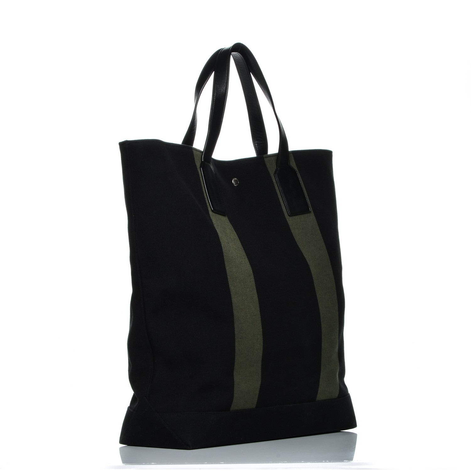 Saint Laurent Canvas Beach Shopping Tote Black Khaki 3 of 6