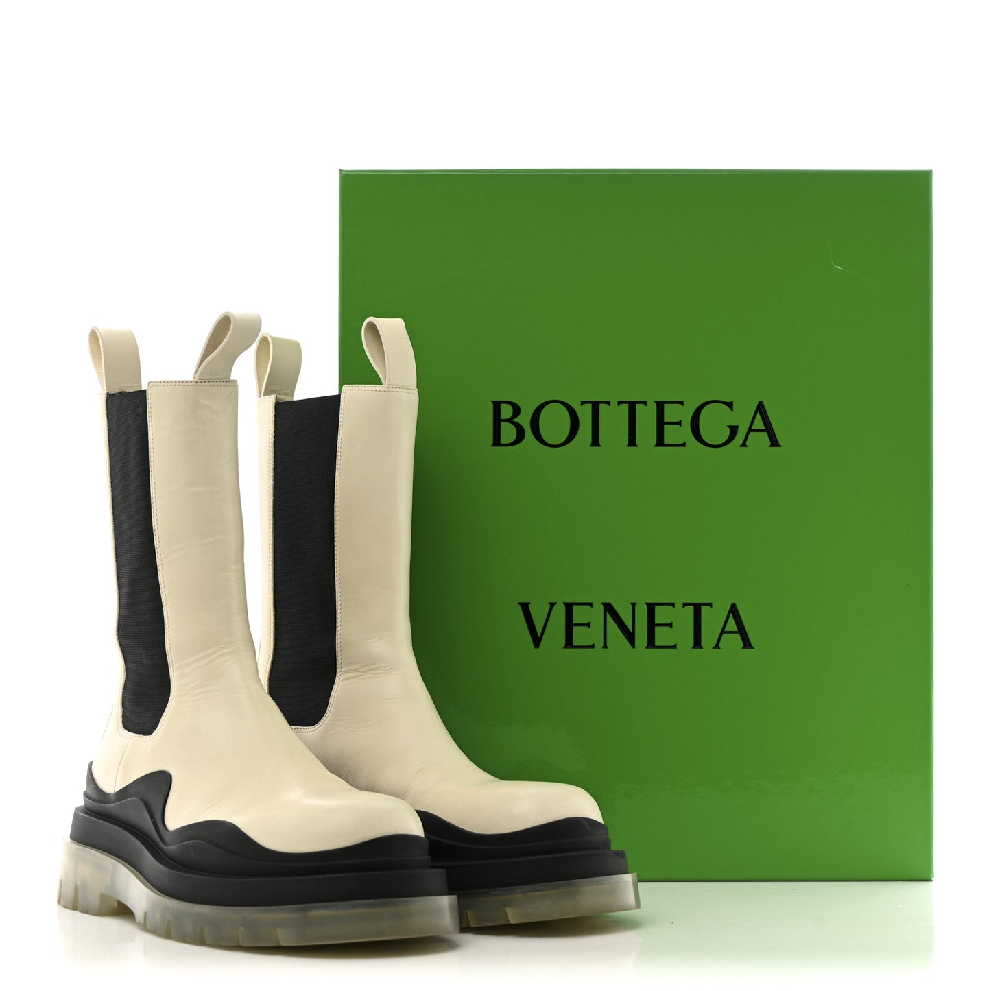 Calfskin The Tire Chelsea Boots 39.5 Wax Black Transparent