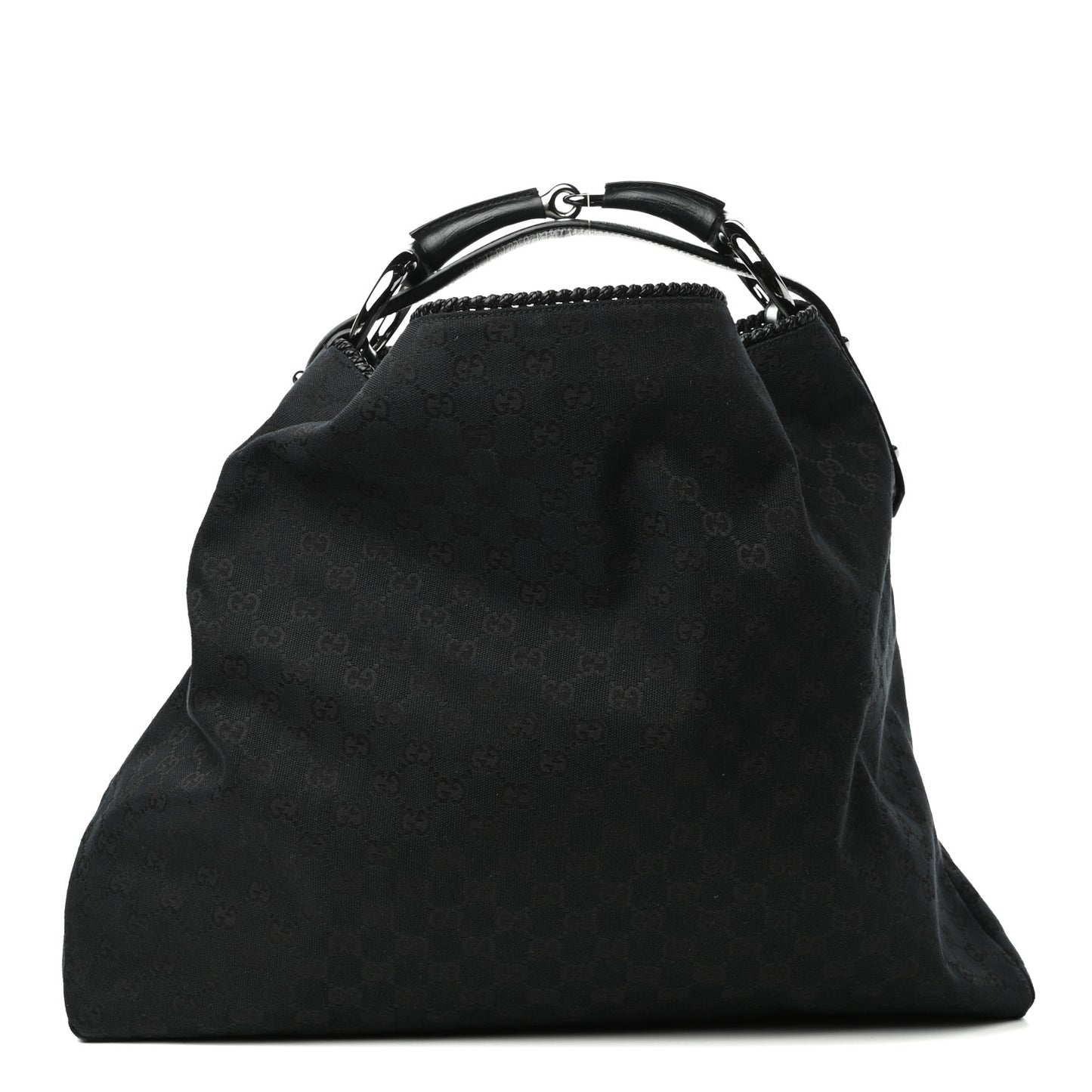 Monogram Large Horsebit Chain Hobo Black