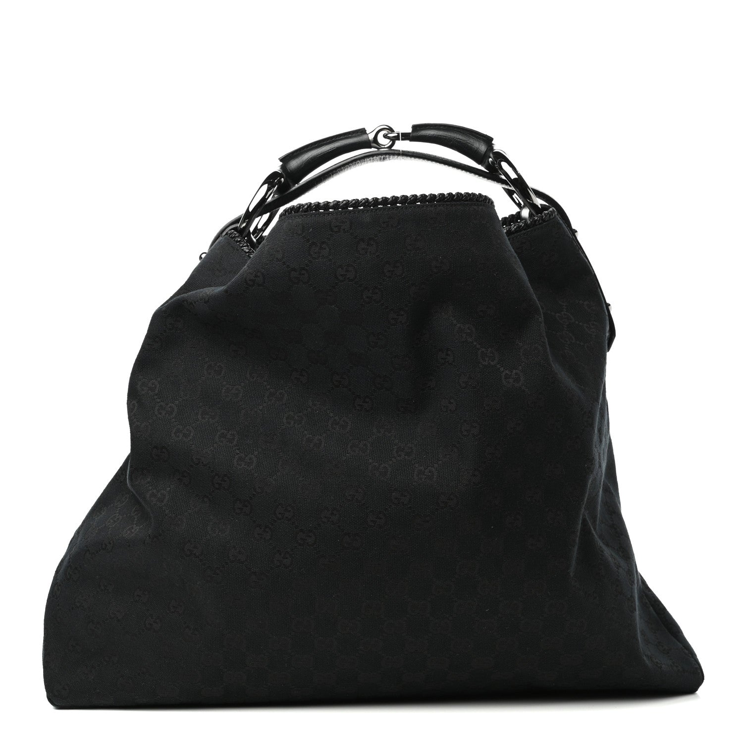 Gucci Monogram Large Horsebit Chain Hobo Black 1 of 9