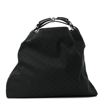 Gucci Monogram Large Horsebit Chain Hobo Black 1 of 9