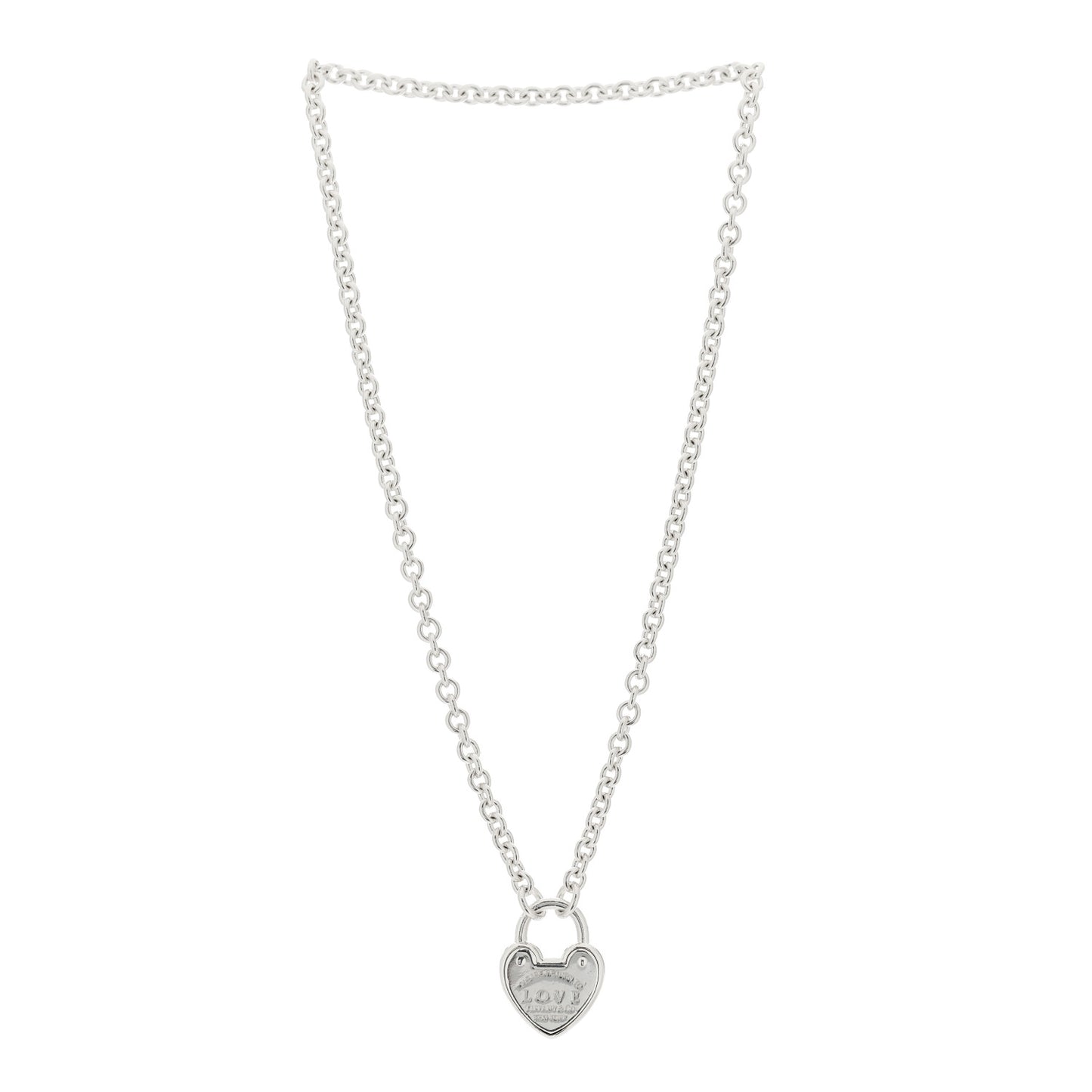 Sterling Silver Return To Tiffany Love Heart Lock Pendant Necklace