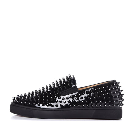 Christian Louboutin Mens Patent Spikes Galactokai Flat 40 Black 1 of 11