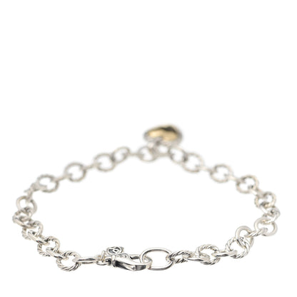 David Yurman Sterling Silver 18K Yellow Gold Cable Cookie Classic Heart Charm Bracelet 3 of 5