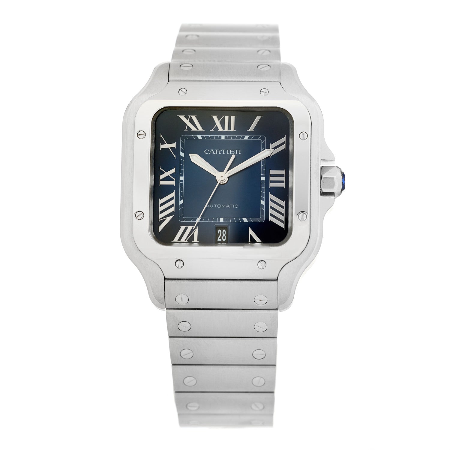 Cartier Stainless Steel 39.8mm Santos De Cartier Automatic Watch Blue 1 of 5