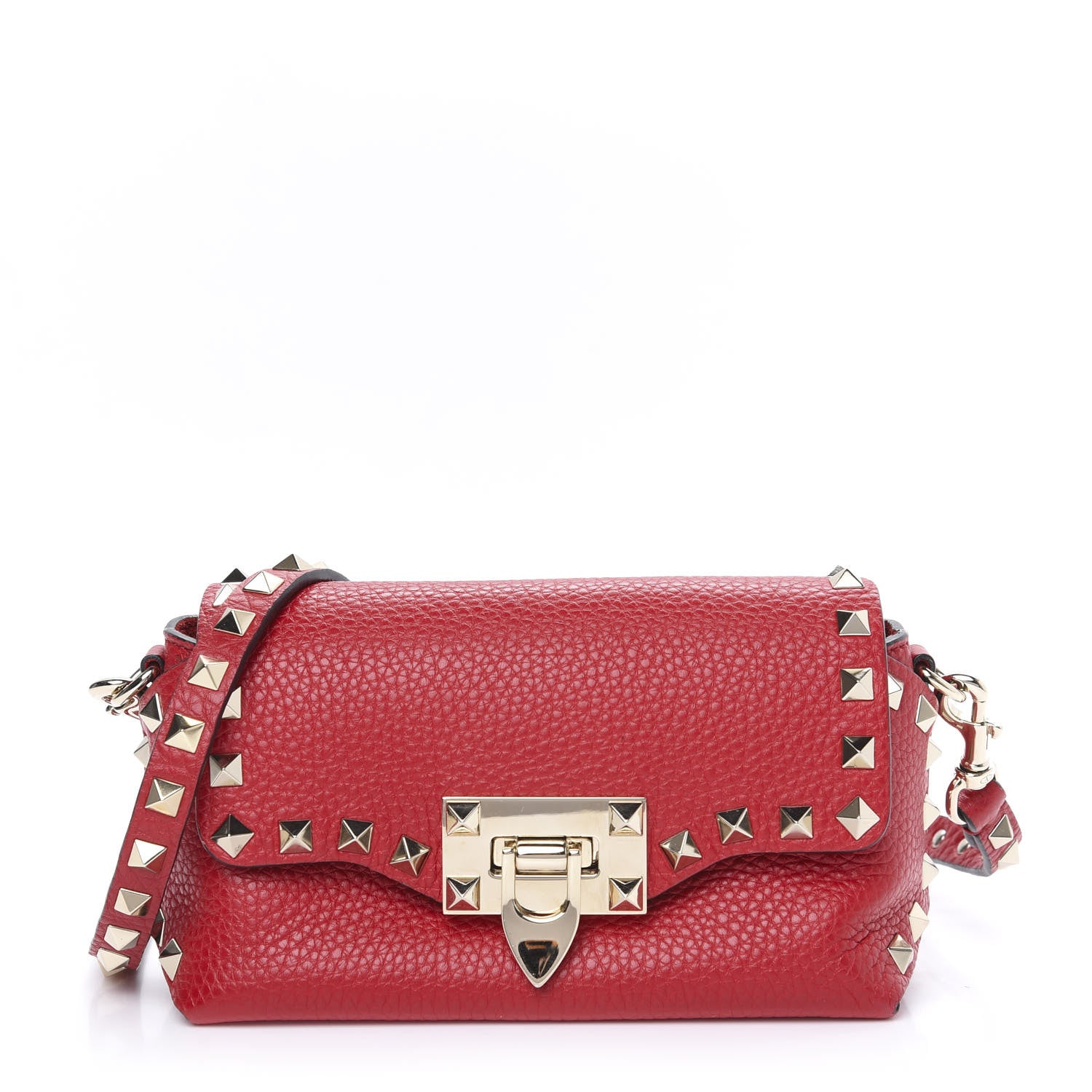 Valentino Garavani Pebbled Calfskin Mini Rockstud Crossbody Bag Rouge Pur 1 of 9