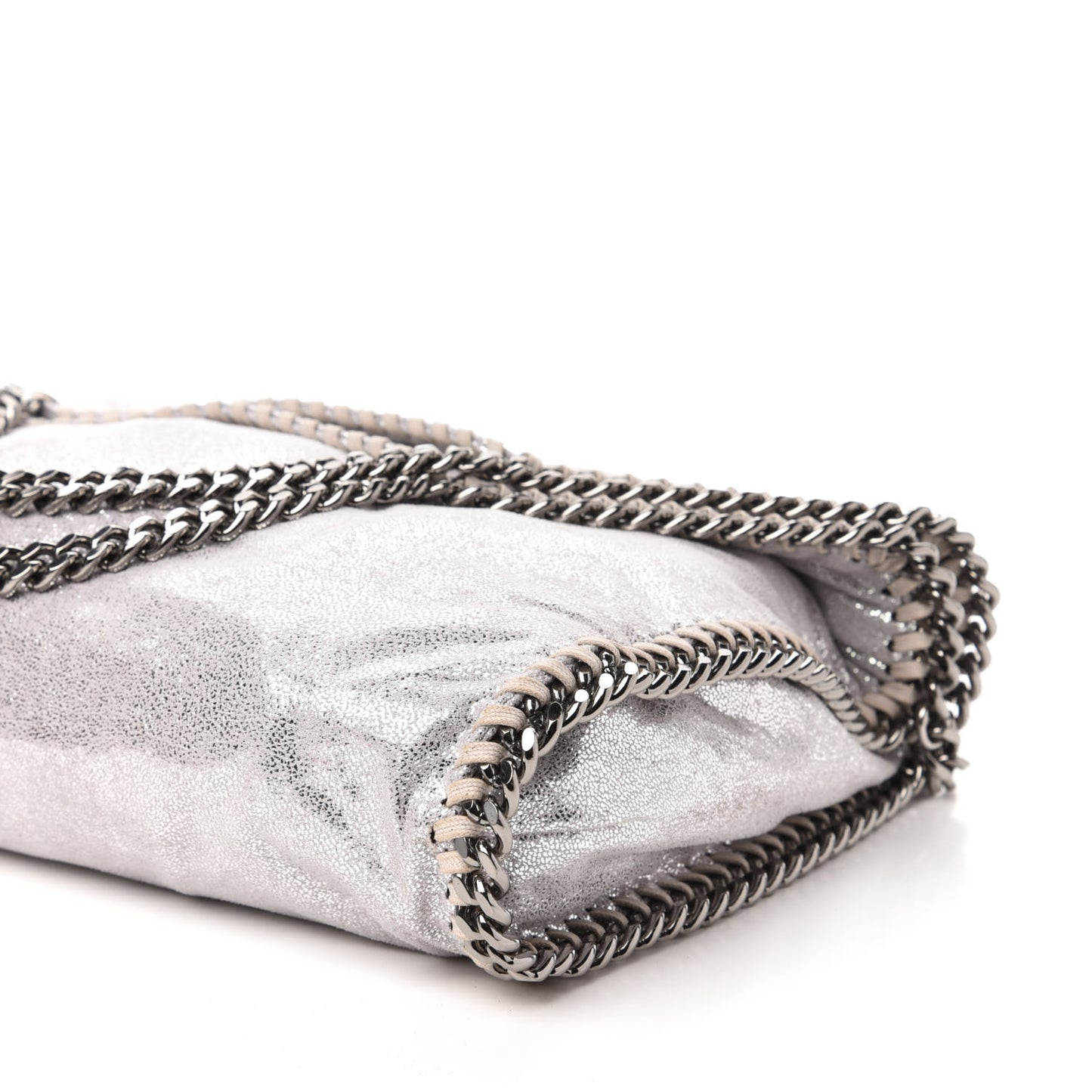 Shaggy Deer Falabella Fold Over Tote Silver