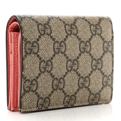 Gucci GG Supreme Monogram Face Embroidered Card Case Wallet Pink 3 of 9