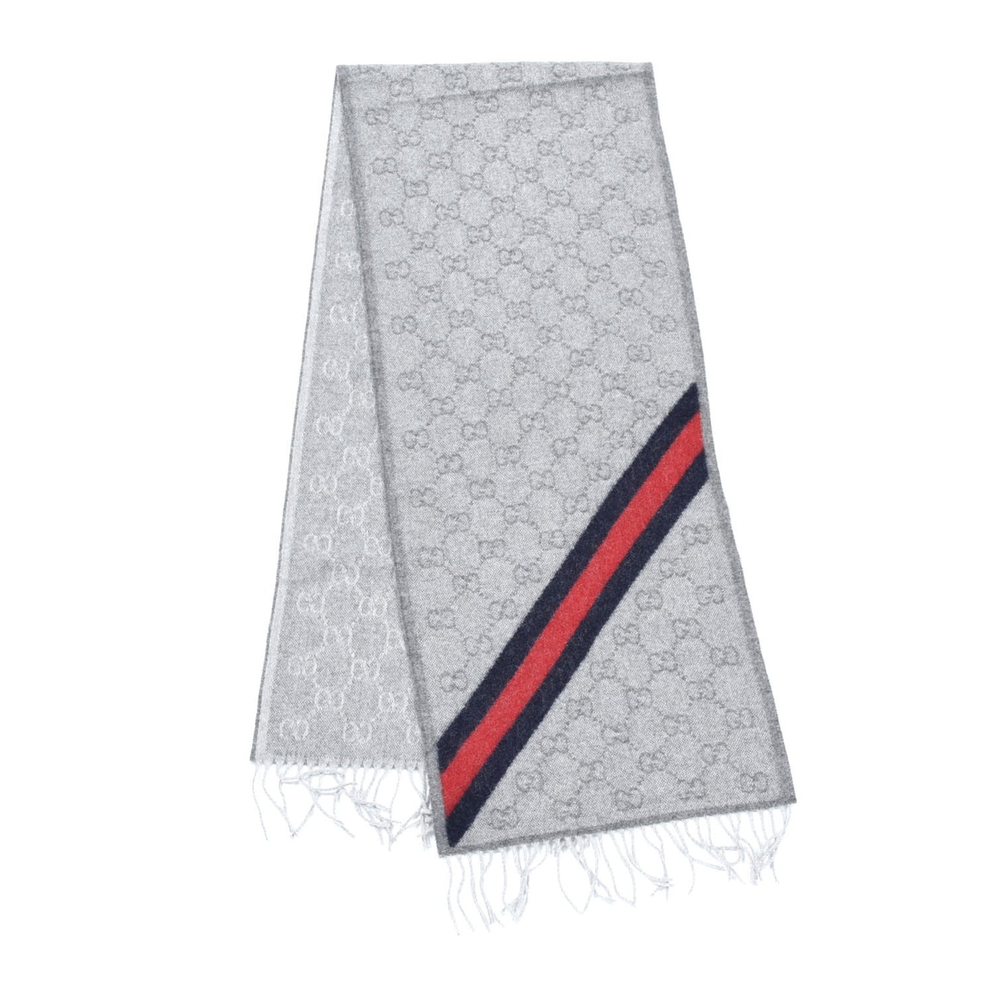 Wool Angora Monogram Web New Nikky Scarf Zinc Blue