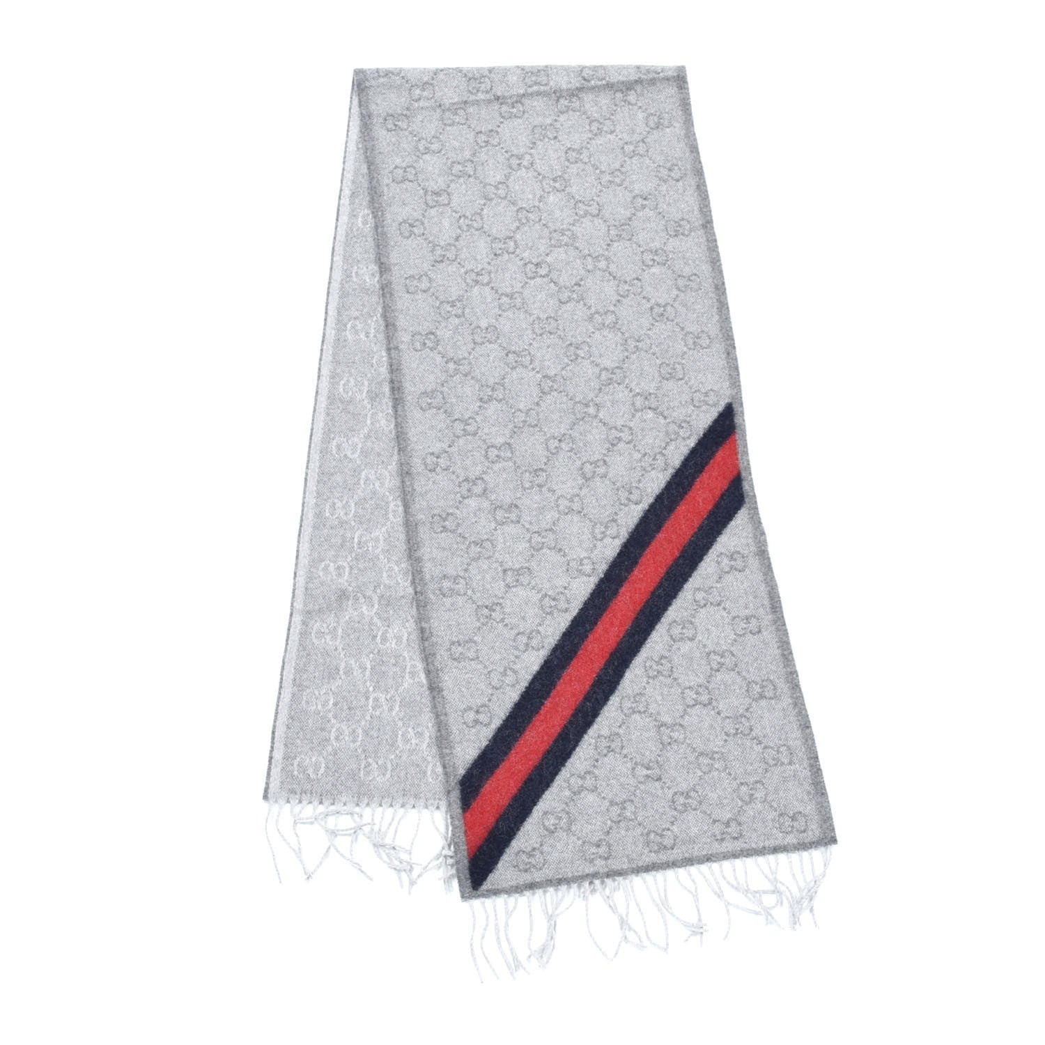 Gucci Wool Angora Monogram Web New Nikky Scarf Zinc Blue 2 of 4
