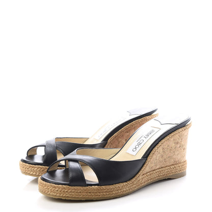 Jimmy Choo Nappa Braid Almer 80 Wedge Sandals 38 Black 3 of 10