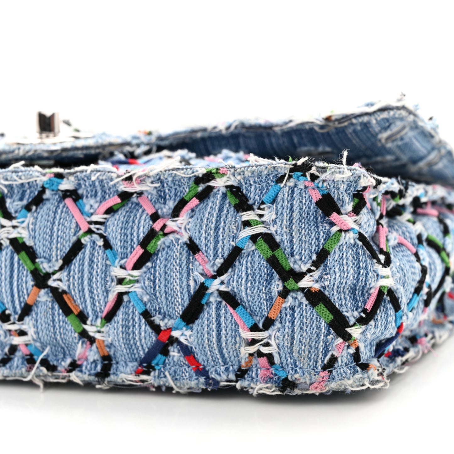 Woven Denim Medium Flap Multicolor