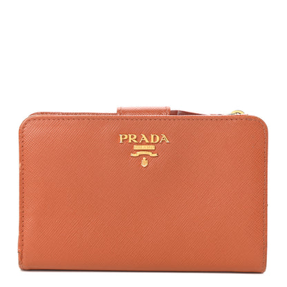 Prada Saffiano Metal Compact Wallet Papaya 1 of 7