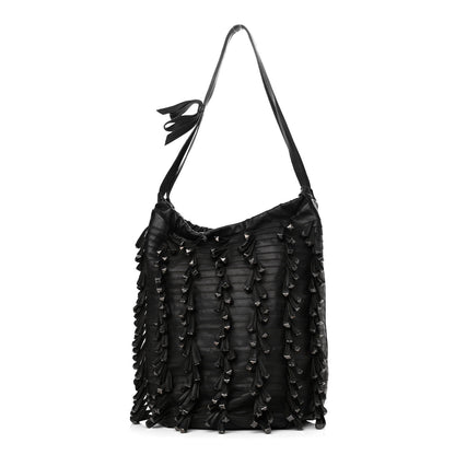 Valentino Garavani Lambskin Rockstud Fringe Bucket Black 1 of 11