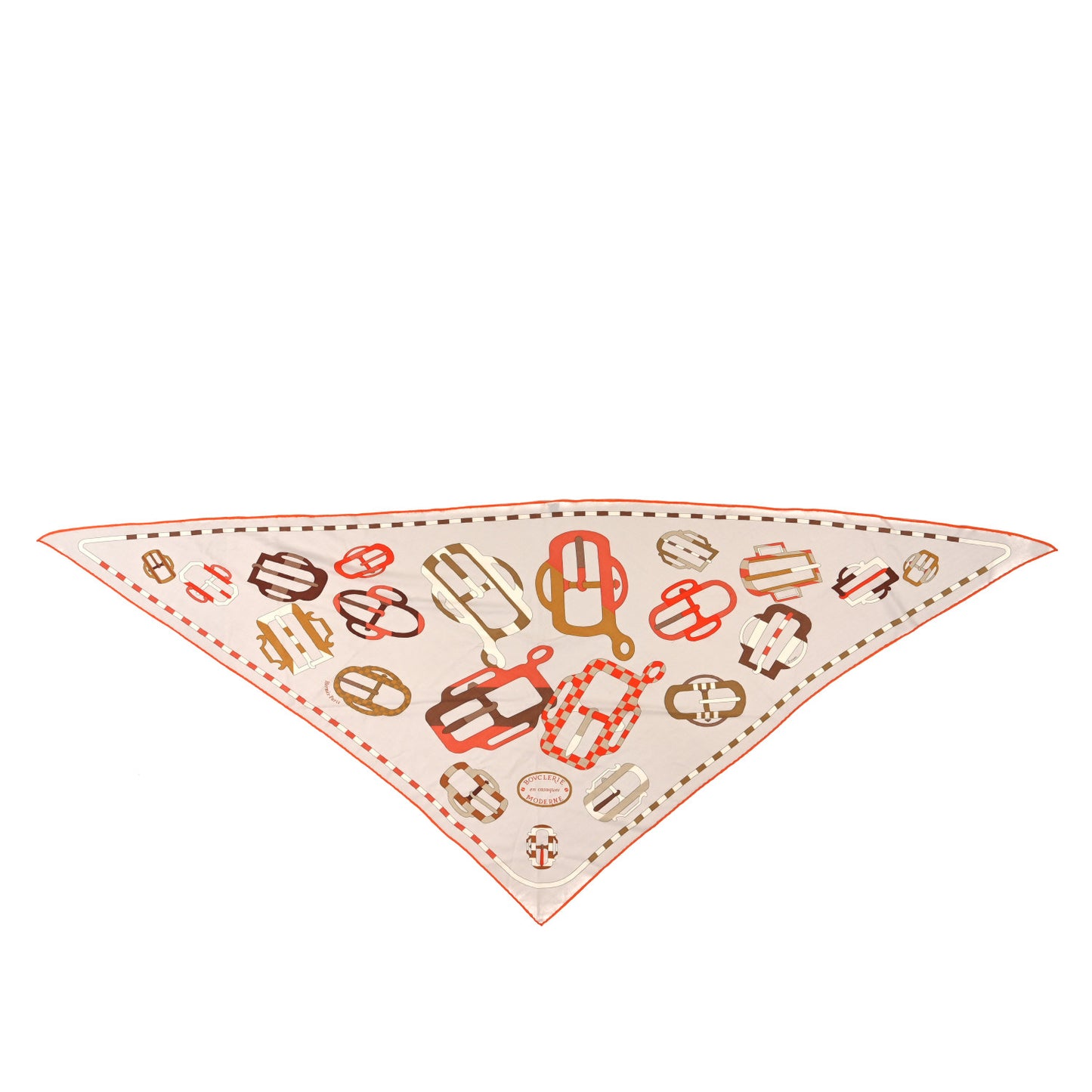 Cashmere Silk Bouclerie Moderne En Casaque Giant Triangle Scarf Grege Orange Mordore