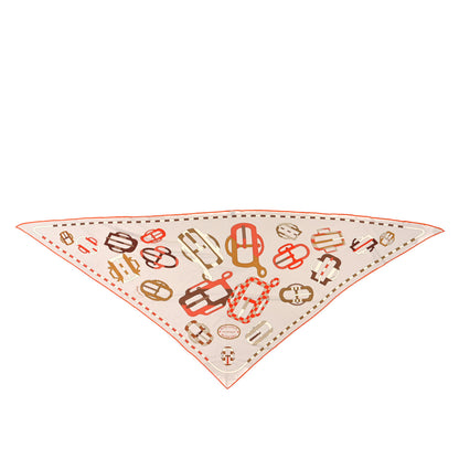 Hermes Cashmere Silk Bouclerie Moderne En Casaque Giant Triangle Scarf Grege Orange Mordore 1 of 4