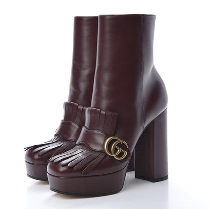 Gucci Malaga Kid GG Marmont Fringe Platform Ankle Boots 38 Vintage Bordeaux 3 of 8