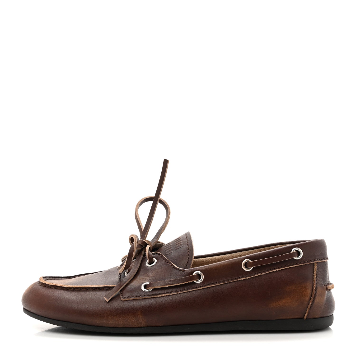 Miu Miu Vitello Deco Boat Loafers 39 Bruciato 1 of 10