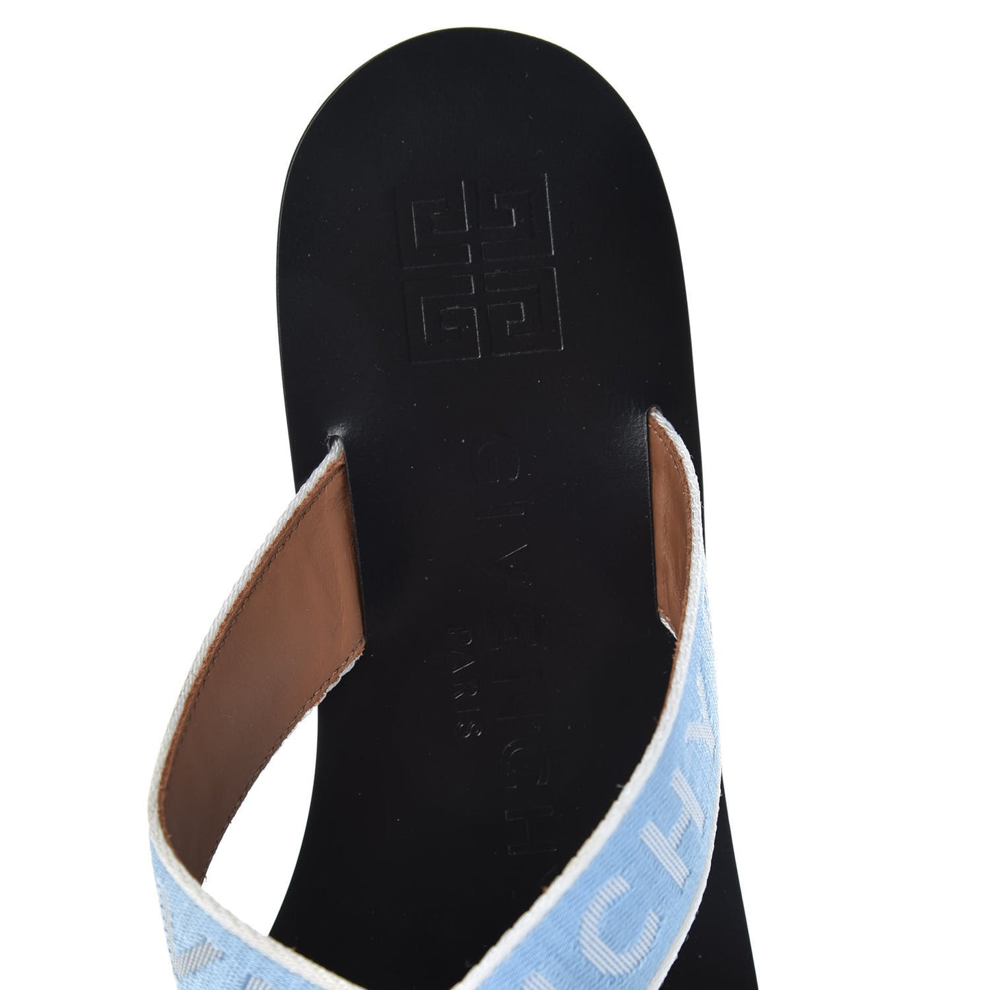 Grosgrain Cross Logo Ankle Strap Sandals 37.5 Blue White