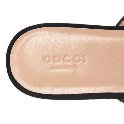 Gucci Kid Scamosciato GG Marmont Fringe Slippers 38 Black 6 of 8