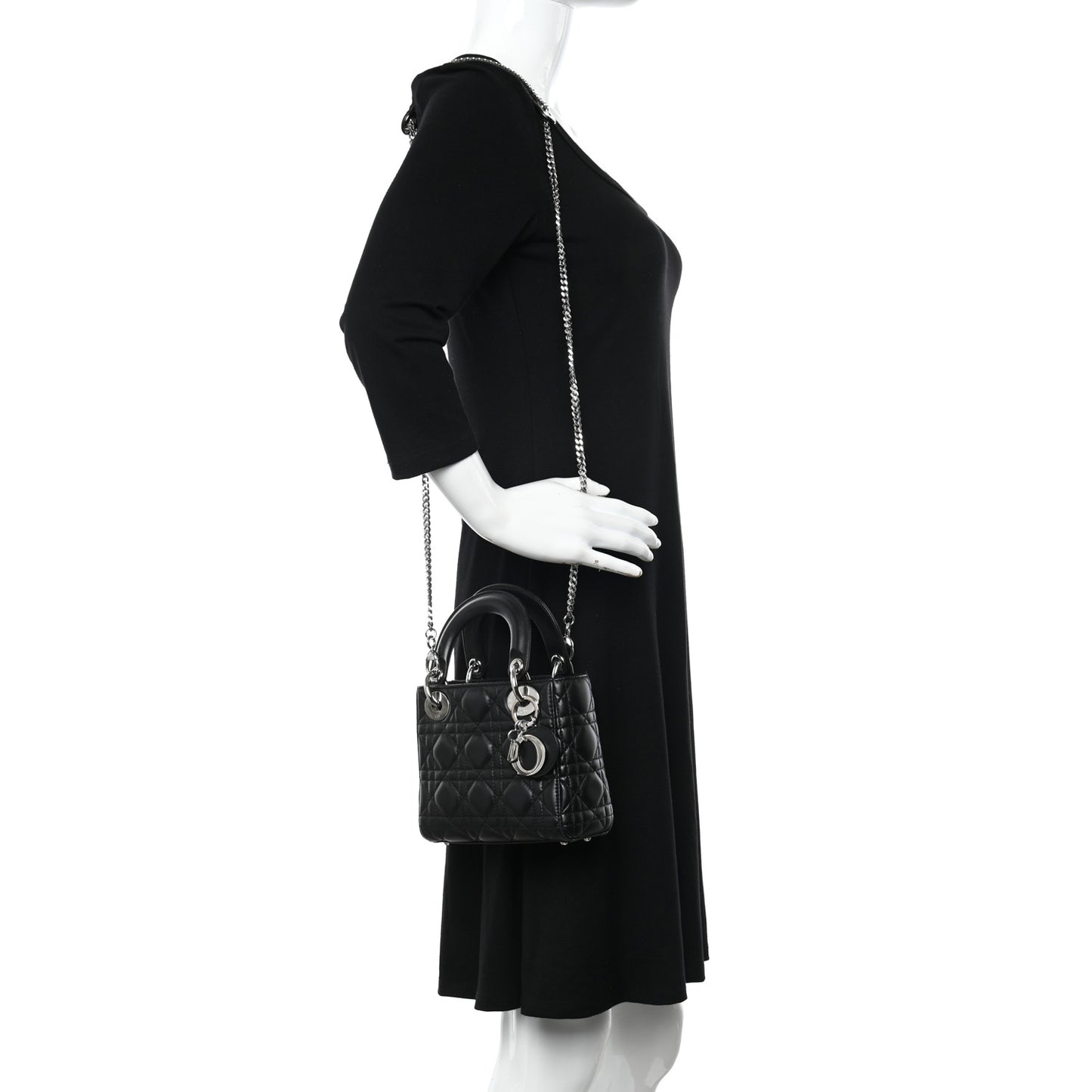 Lambskin Cannage Mini Lady Dior Black