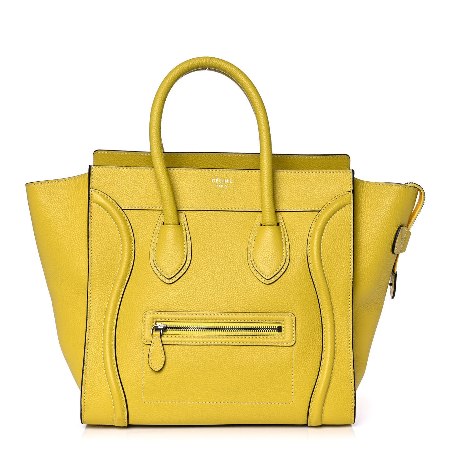 Drummed Calfskin Mini Luggage Citron