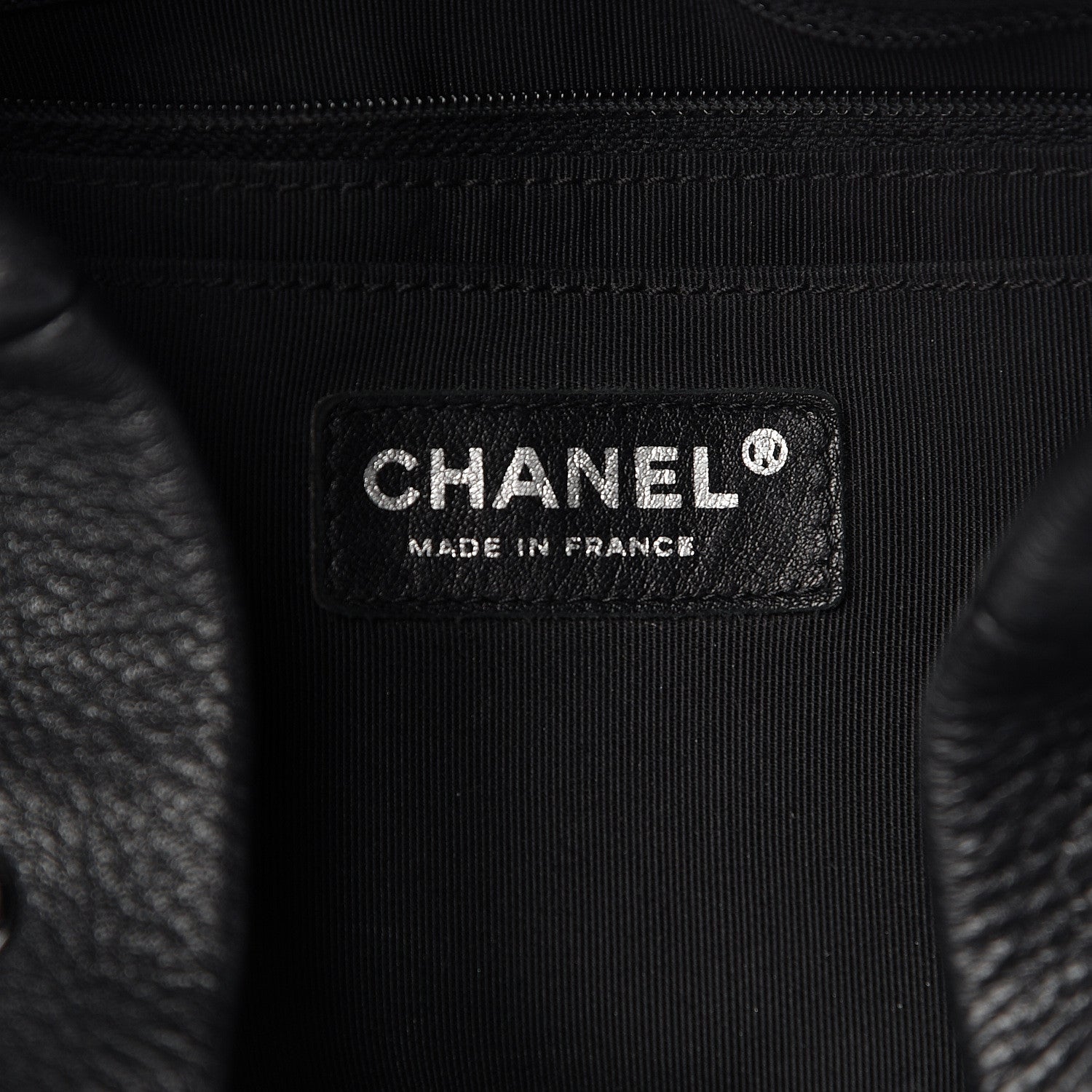 Chanel Deerskin Chevron Large CC Chain Bucket Drawstring Bag Black 6 of 10