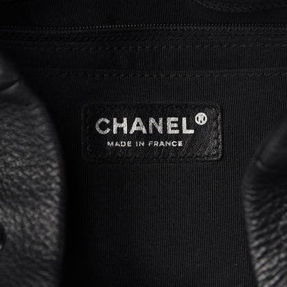 Chanel Deerskin Chevron Large CC Chain Bucket Drawstring Bag Black 6 of 10