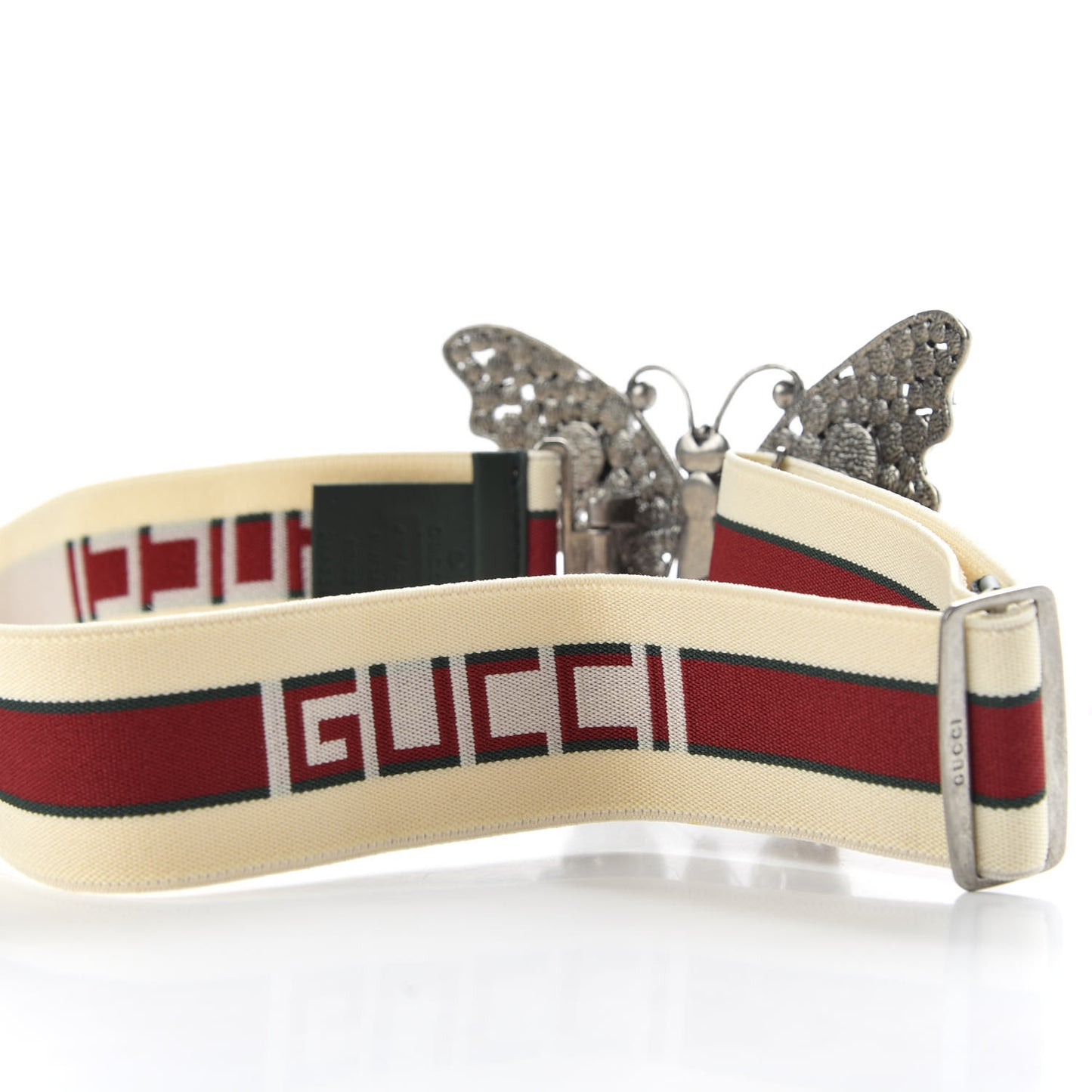 Jacquard Crystal Stripe Butterfly Belt 80 32 White