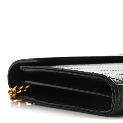 Saint Laurent Grain De Poudre Matelasse Chevron Monogram Chain Wallet Black 9 of 12