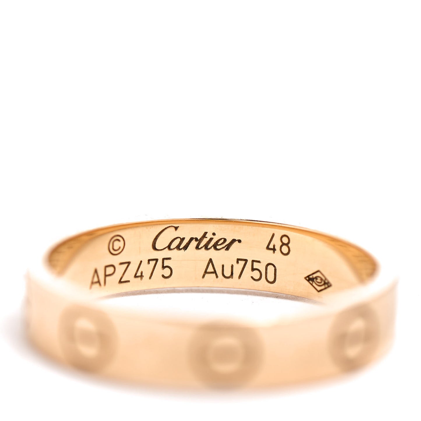 18K Yellow Gold 3.5mm LOVE Wedding Band Ring 48 4.5