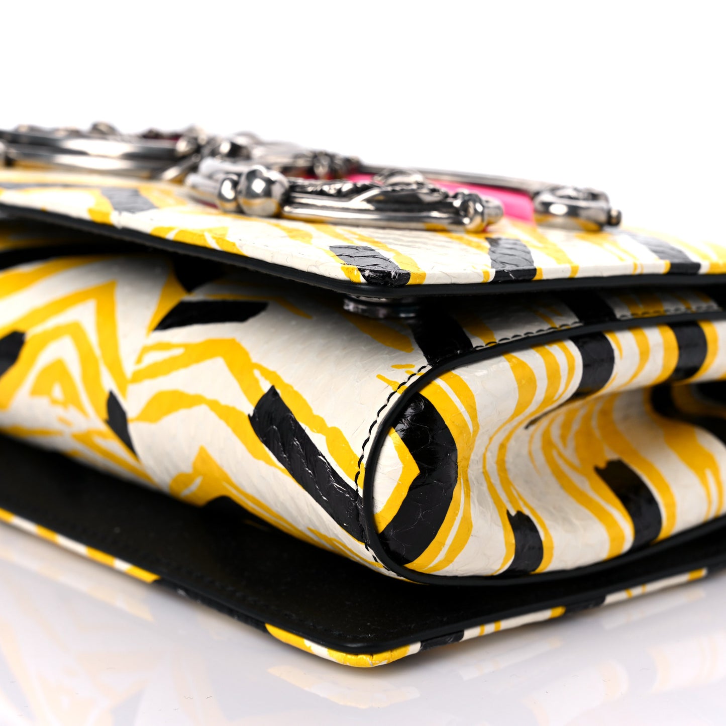 Printed Elaphe DG Girls Shoulder Bag White Multicolor
